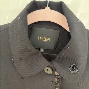 Maje black Embellished woman blazer size 38 worn once impeccable condition